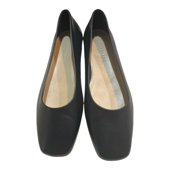 Everlane Black Minimalist Leather Square Toe Flats size 5.5 Made in Italy - Picture 2 of 8